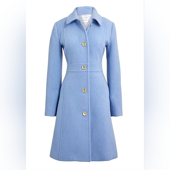 J. Crew Factory Periwinkle Blue Wool Blend Lady Day Coat. Ladies Size 14 - Picture 1 of 15